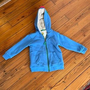 Mini Boden shaggy hoodie blue with dragon hood 4-5years
